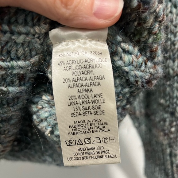 Anthropologie Moth Light Blue Chunky Knit Alpaca Wool Blend Mock Neck Sweater S - Picture 8 of 8